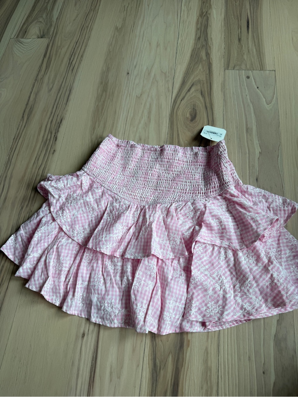 Altar'd State Pink Tiered Ruffle Smocked Mini Skirt